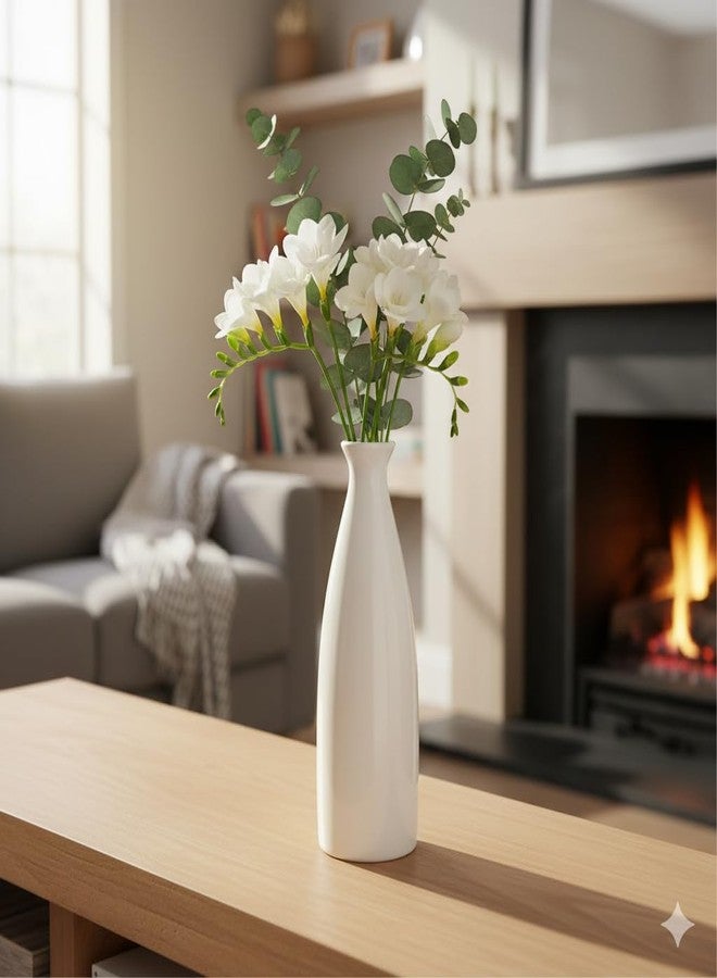 Aabco Unique Shape, Ceremic Vase for Living Room, Home Decoration Items for Living Room, Flower Vases for Home, Office & Table Decor (Plain Bottle Vase) - Image 5